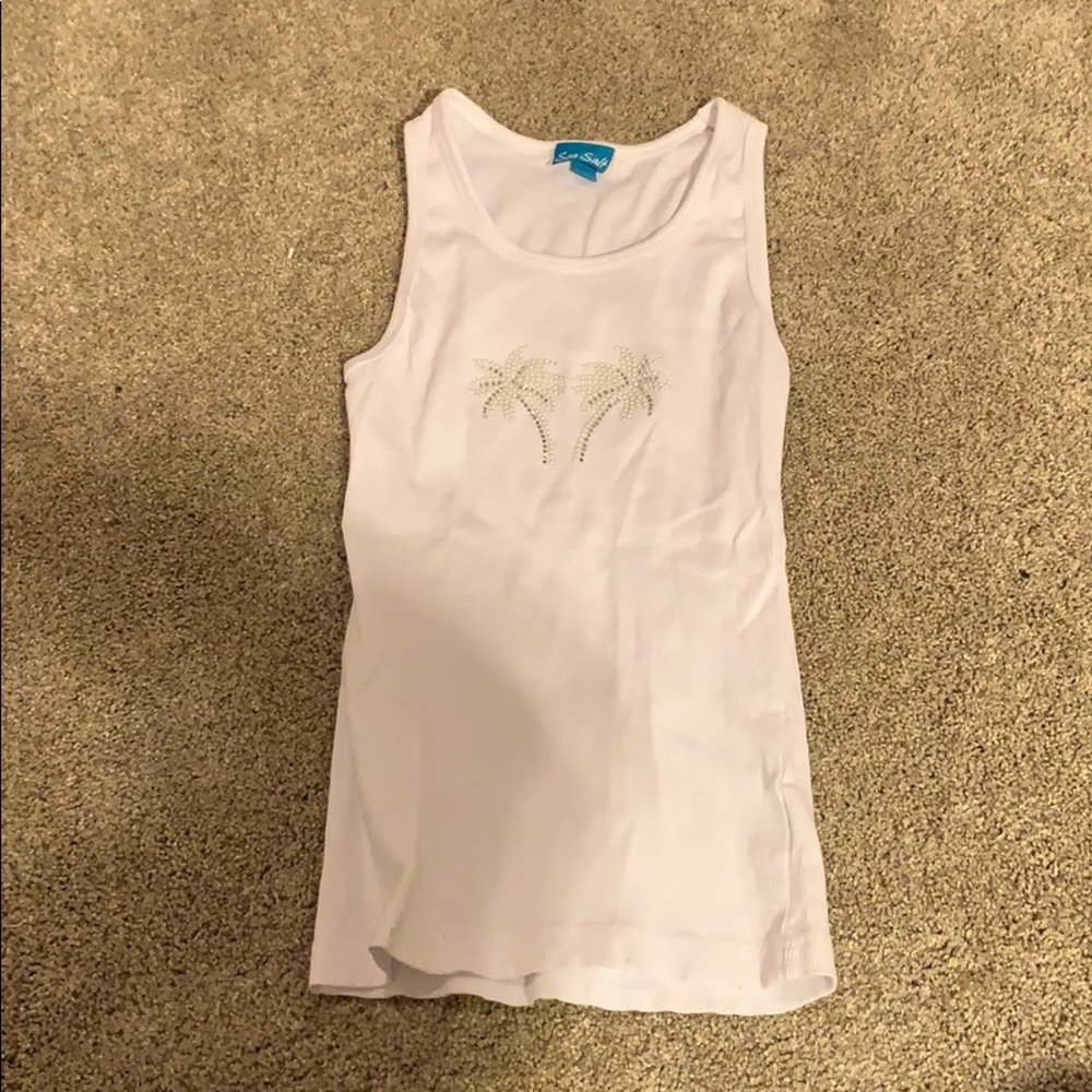 white palm tree tank top